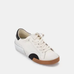 ZINA WIDE SNEAKERS WHITE BLACK LEATHER^Dolce Vita Online