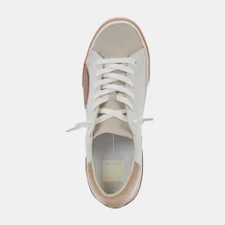 ZINA WIDE SNEAKERS WHITE TAN LEATHER^Dolce Vita Fashion
