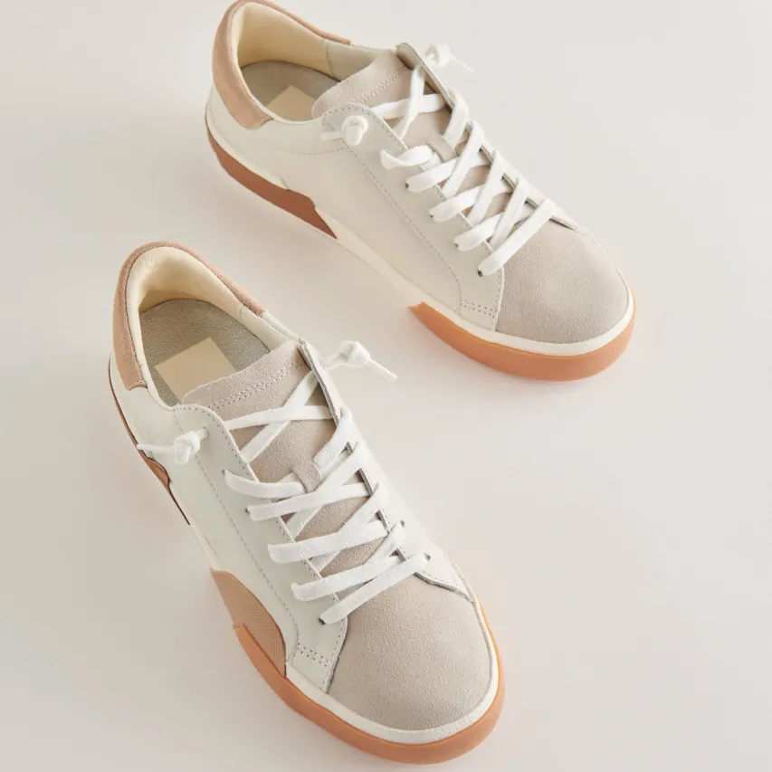 ZINA WIDE SNEAKERS WHITE TAN LEATHER^Dolce Vita Fashion