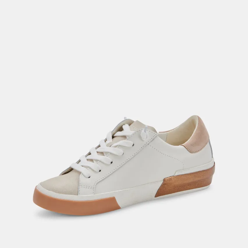 ZINA WIDE SNEAKERS WHITE TAN LEATHER^Dolce Vita Fashion